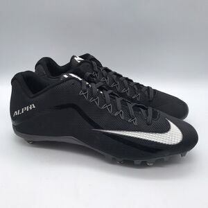 Nike Alpha Pro 719928-010 Men's 15 Black White Lace Up Low Football Cleats Shoes